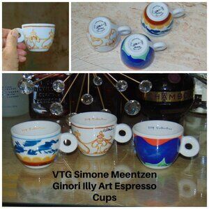3 ILLY ART COLLECTION SIMONE MEENTZEN ESPRESSO CUPS 1995 Germany PRIMA Signed